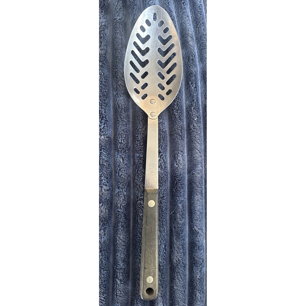 Flint Arrowhead Slotted Spoon Serving Logo USA Stainless Vanadium 11.5" Vintage